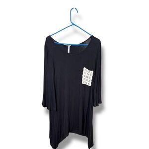 Yahada Gothic Tunic Pocket Black Cream 3/4 Sleeve L